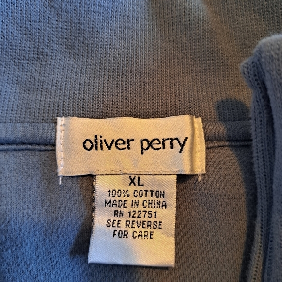 Oliver Perry men's size XL light blue pull over sweatshirt with 1/4 zipper - Picture 3 of 4